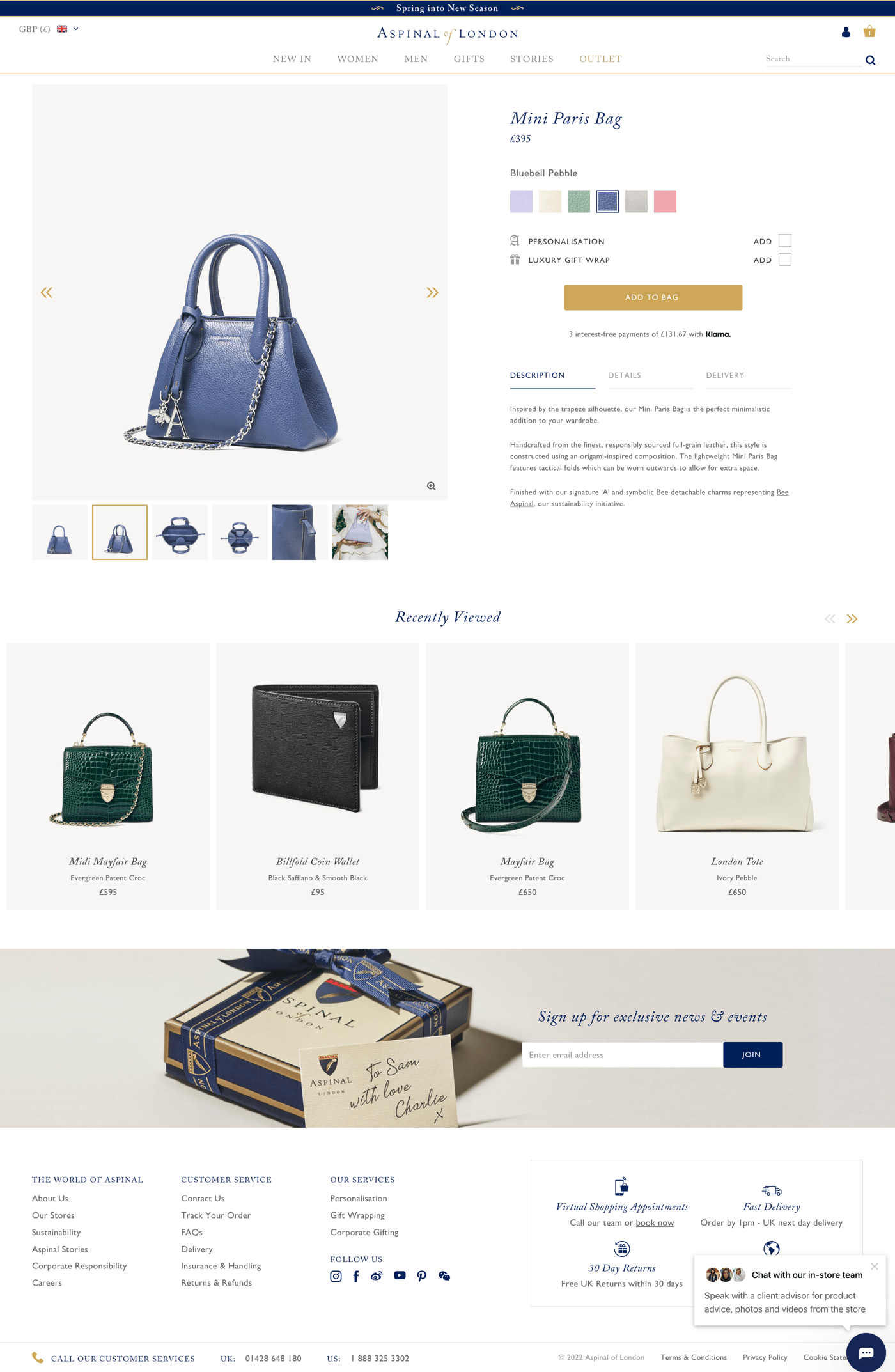 Product detail page