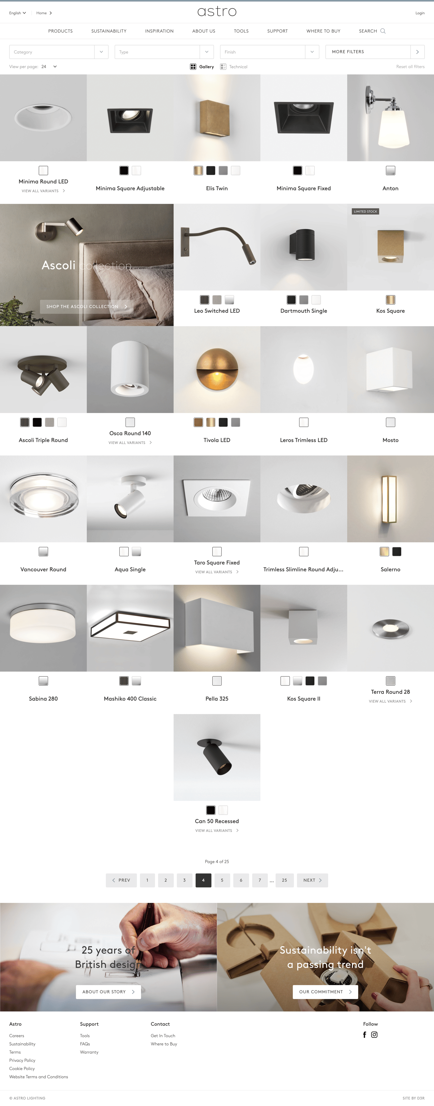 Product listing page