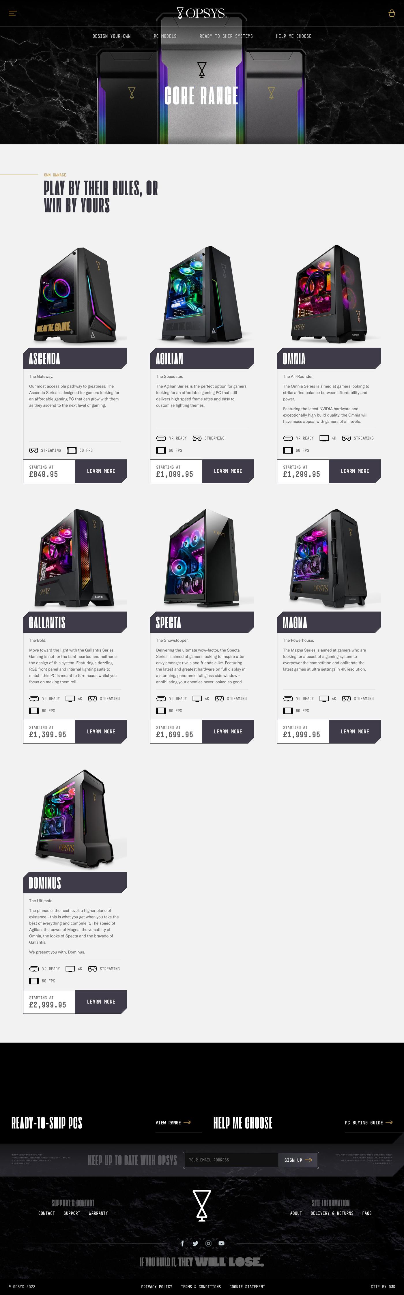 Product listing page