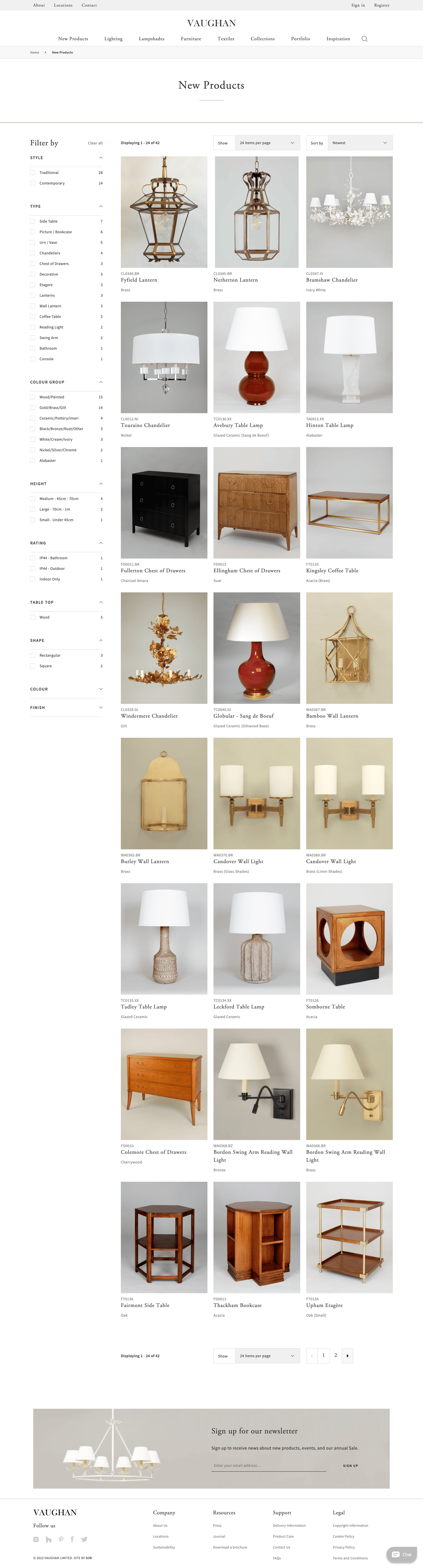 Product listing page