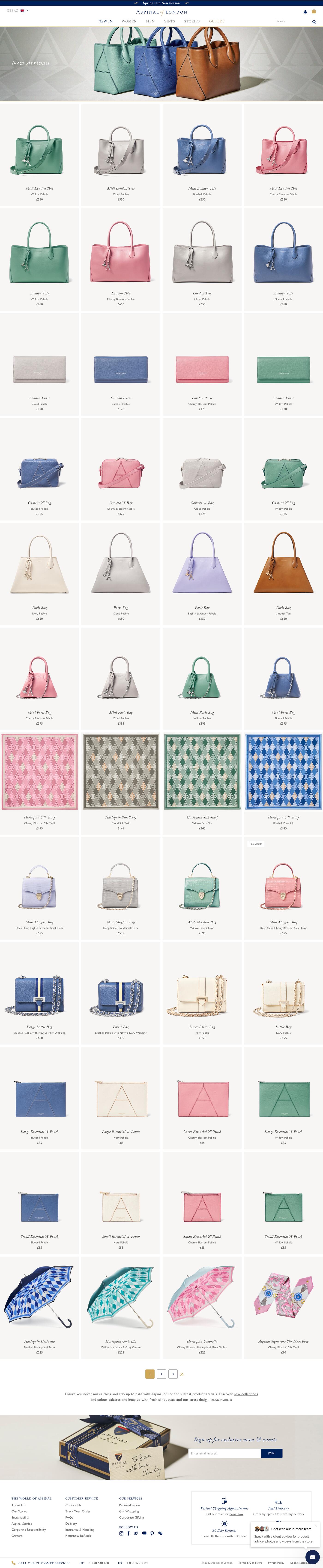 Product listing page