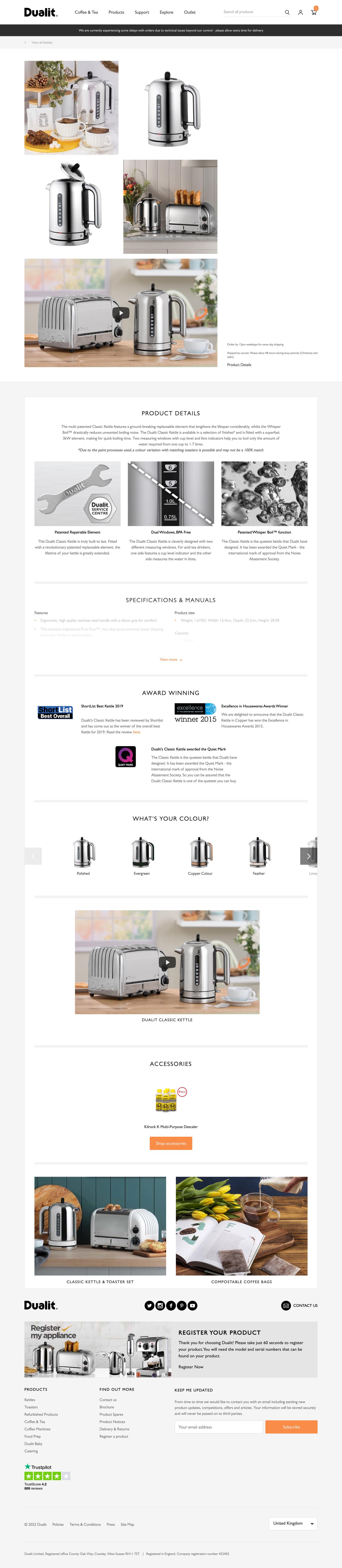 Product detail page