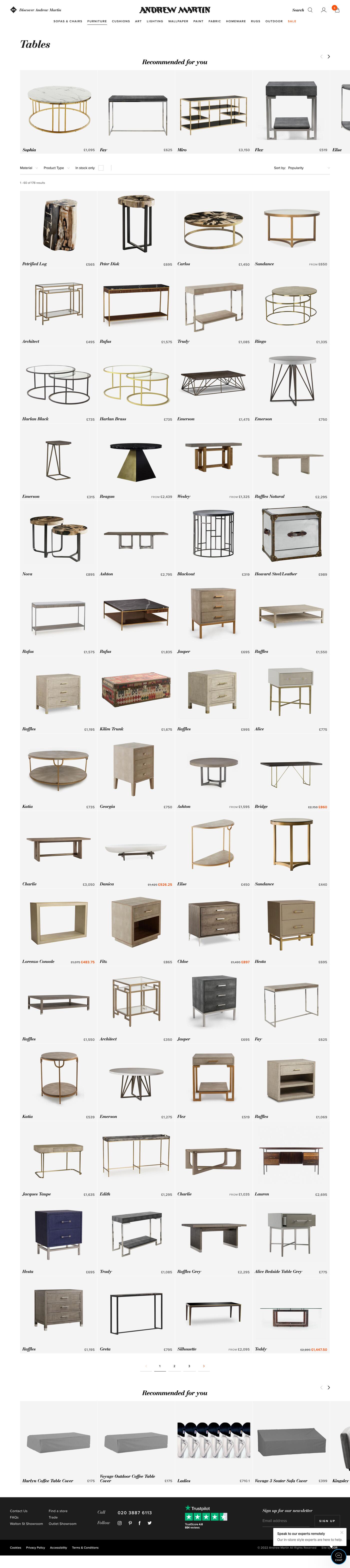 Product listing page